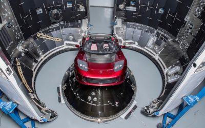 Tesla Roadster de ruimte in naar Mars